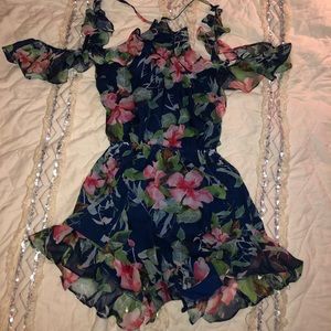 Backless Floral Print Romper
